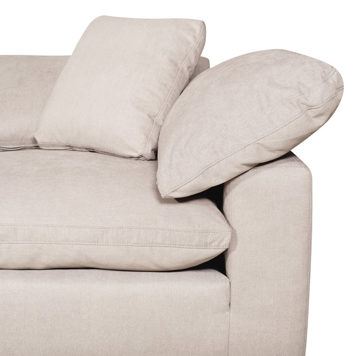 Eclipse Modular 6-Piece Linen-Look Fabric Pit Sofa Sectional with Reversible Feather Down Cushions - Linen White