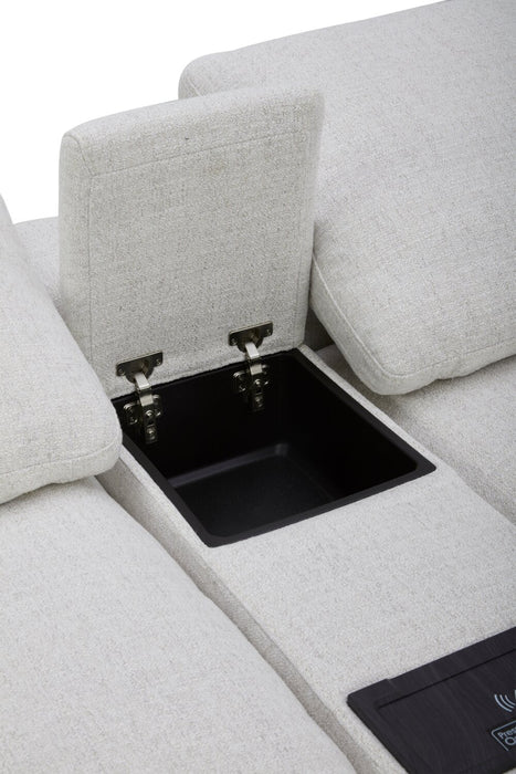 Sky Modular 6-Piece Fabric Power Reclining Sectional with Console and Feather Down Cushions - Nathan Wheat