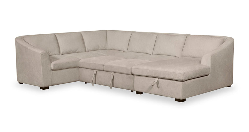 Envy 3-Piece Right-Facing Chenille Fabric Sleeper Sectional with Storage Chaise - Almond Beige