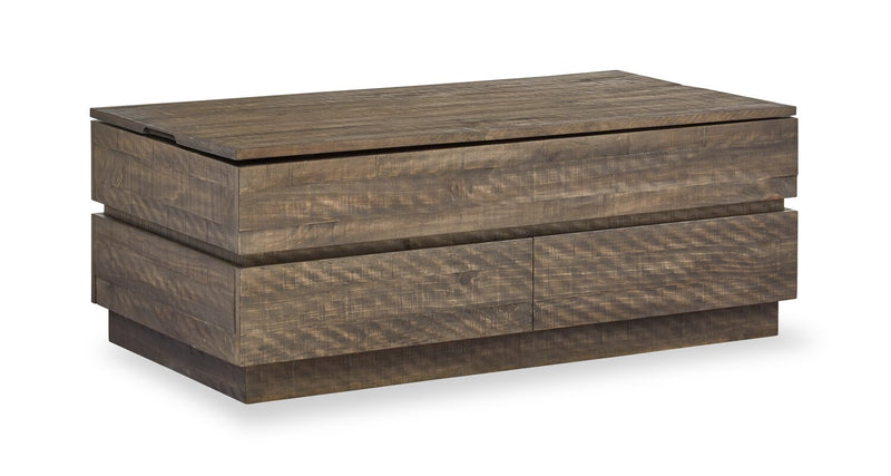 Elm 48” Rustic Pine Lift Top Coffee Table with Storage and Casters - Brown