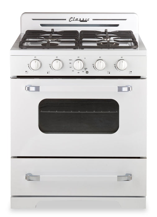 Off-Grid Classic Retro by Unique 30\" 3.9 Cu. Ft. Propane Gas Range - Marshmallow White - UGP-30CR OF2 W