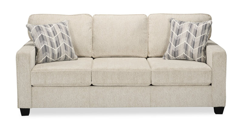 Made in Canada Lennox 83\" Chenille Fabric Sofa with Reversible Cushions and Accent Pillows - Taupe