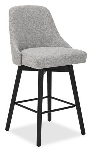 Nash Counter-Height Stool with Swivel Seat, Polyester Fabric, Metal - Dark Grey