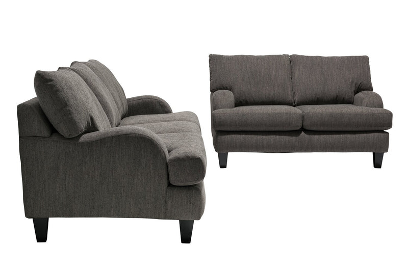 Made in Canada Nofia 80\" Chenille Fabric Sofa with Two Accent Pillows and Wood Legs - Charcoal Grey