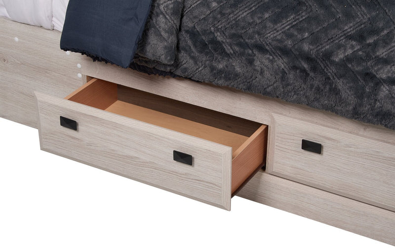 Yorkdale 6-Drawer Platform Bed with Headboard & Storage Frame, Made in Canada, White - Queen Size