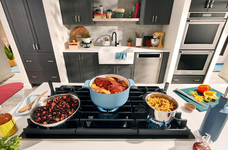 KitchenAid 36\" Gas-on-Glass Cooktop - KCGG536PBL