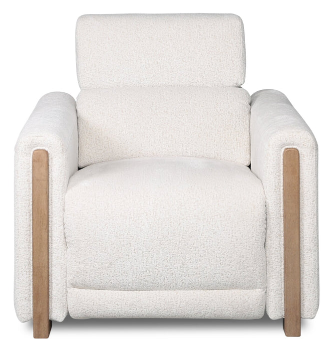 Sable 38\" Chenille Fabric Power Reclining Chair with Power Headrest and USB Port - Alabaster White