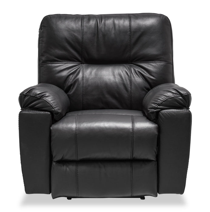 Made in Canada Dawson 40\" Genuine Leather Power Reclining Chair with USB Port - Black
