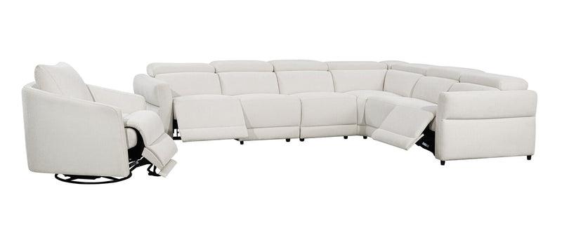 Cindy Crawford Home Aspen 4-Piece Power Reclining Sectional with Reclining Armless Chair and USB Port - Alabaster