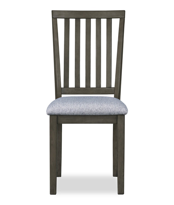 Bryn Dining Chair with Fabric Seat, Slat-Back - Dark Grey