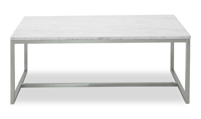 Sampson 46\" Modern Marble Coffee Table - White