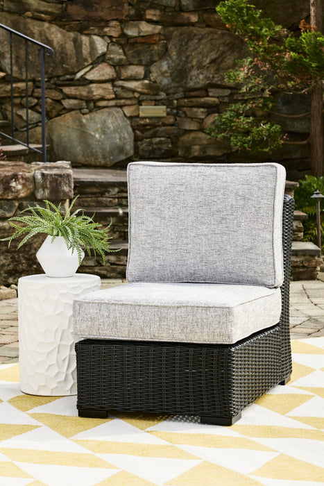 Jasper Outdoor Patio Armless Chair - Resin Wicker, Nuvella Fabric, UV & Weather Resistant - Grey/Black