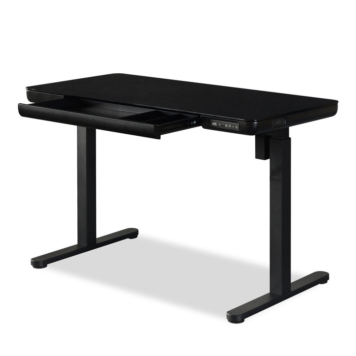 Metro 47.24” Height-Adjustable Office Desk with Storage and USB Ports - Black