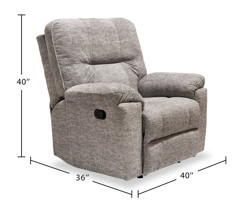 Made in Canada Fynn 40\" Chenille Fabric Glider Reclining Chair - Dove Grey