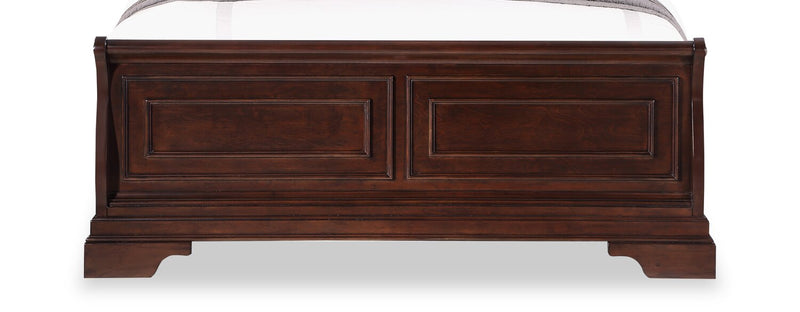 Marco Panel Bed with Headboard & Frame, Cherry Brown - Queen Size