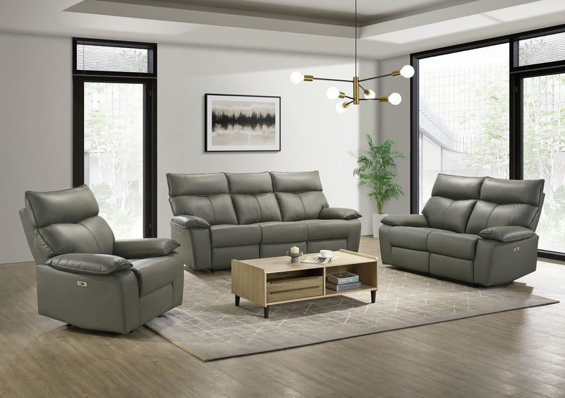 Matteo 88\" Genuine Leather Power Reclining Sofa - Aviarah Grey