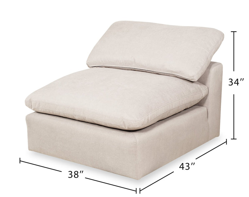 Eclipse Modular 38\" Linen-Look Fabric Armless Chair with Reversible Feather Down Cushions - Linen Beige