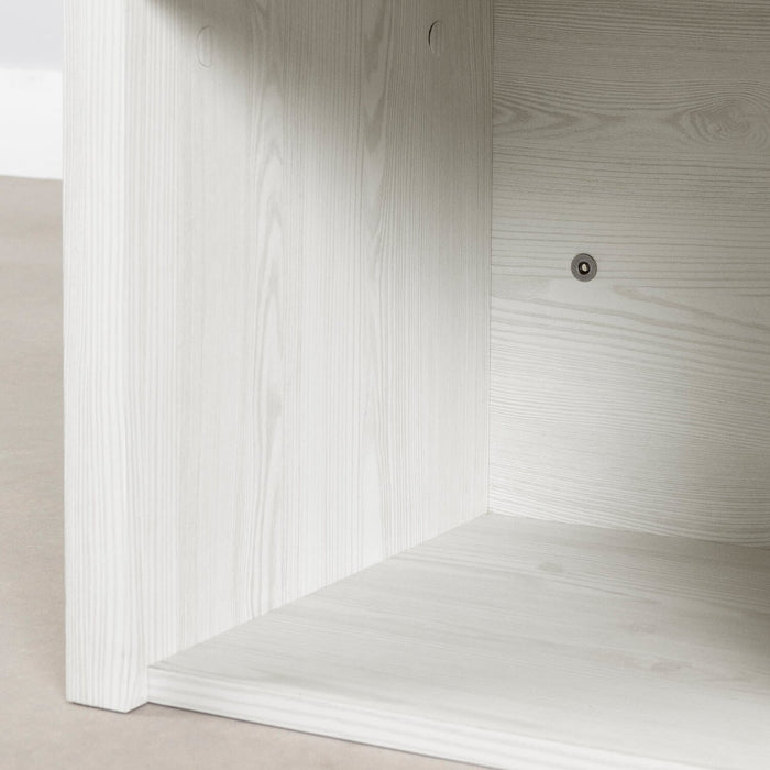 Everley Platform Bed Set with Panel Headboard, Built-in Storage & Baskets, White - Full Size