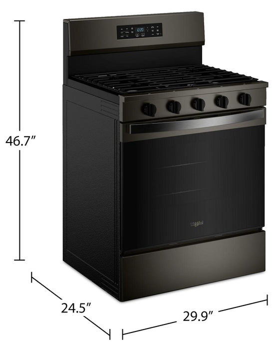Whirlpool 5.0 Cu. Ft. Gas Range with Air Cooking – Black on Stainless - WFGS5730SV