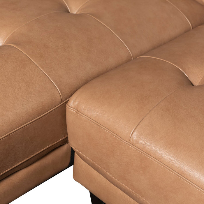 Edge 2-Piece Left-Facing Genuine Leather Sectional with Wood Legs and Removable Back Cushions - Brown