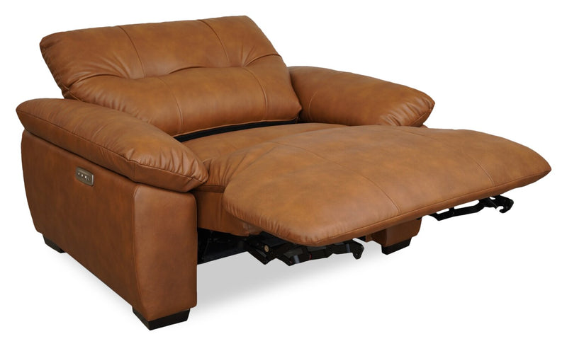 Bello 51.6\" Leather-Look Fabric Power Reclining Chair - Brown