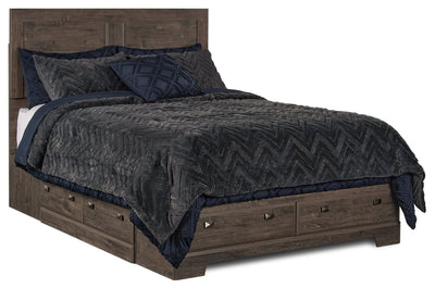Yorkdale 6-Drawer Platform Bed with Headboard & Storage Frame, Made in Canada, Grey - Queen Size | Lit plateforme Yorkdale fabriqué au Canada avec tête de lit et cadre de rangement à 6 tiroirs, gris …