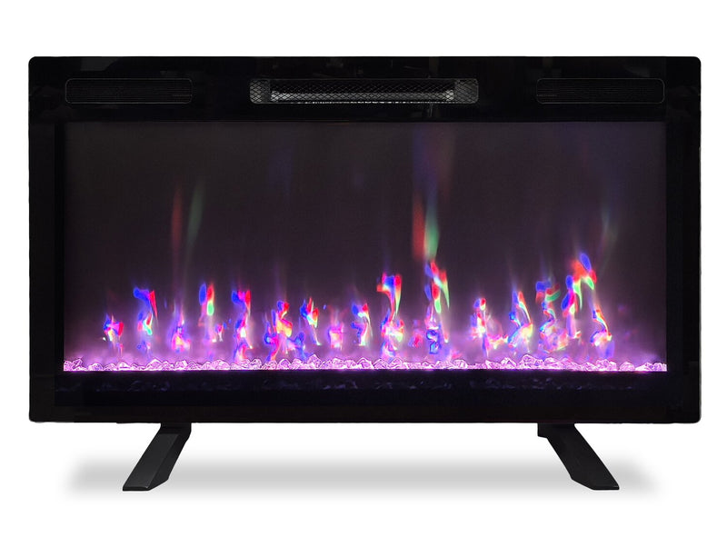 Mirage 36\" Modern Electric Free Standing Wall Mountable Fireplace - Black