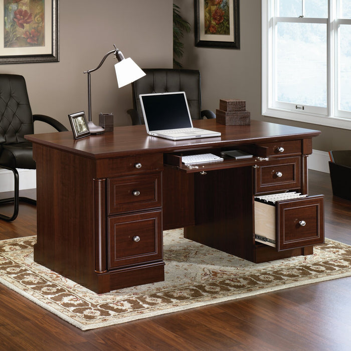 Palladia 65.12\" Executive Desk with 7-Drawers – Select Cherry