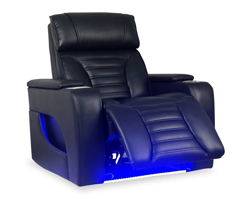 Zen 40\" Leather-Look Fabric Power Reclining Massage Chair with Power Headrest and Heated Seat - Black