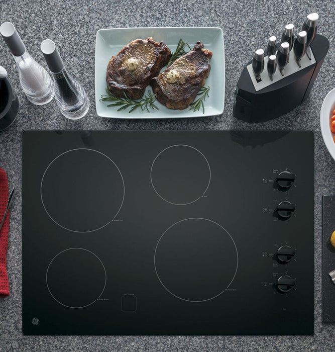 GE 30\" 4-Burner Electric Cooktop - Black - JP3030DWBB