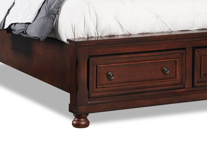 Chelsea Platform Storage Bed with Headboard & Frame, Cherry Brown - Queen Size