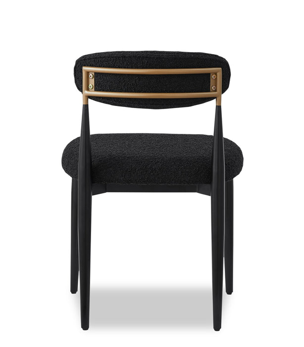 Kort & Co. Capri Dining Chair with Boucle Fabric & Gold Accent, Metal - Black