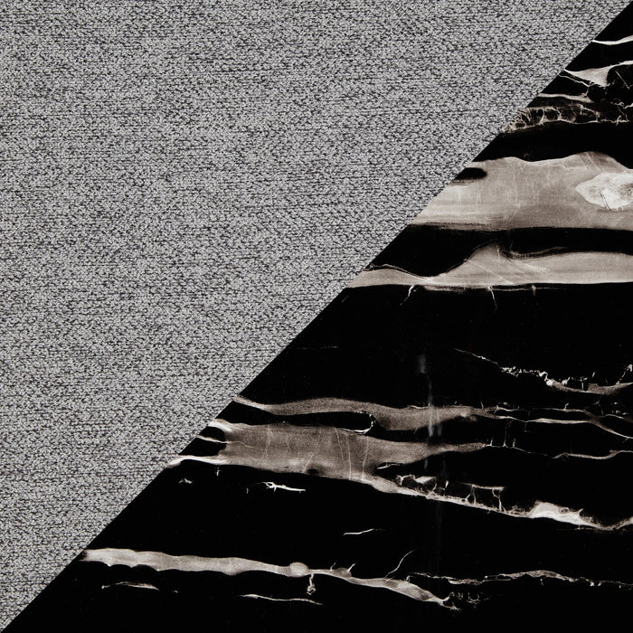 Burk 7pc Dining Set with Table & 6 Chairs, Resin Marble-Look Top, 72\"W - Black/Grey