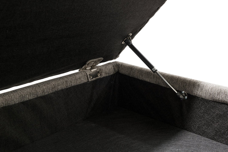 Made in Canada Nofia 44\" Chenille Fabric Storage Ottoman with Wood Legs - Charcoal Grey