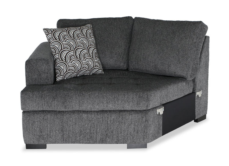 Made in Canada Legend 2-Piece Left-Facing Chenille Fabric Cuddler Sleeper Sectional - Pepper Grey
