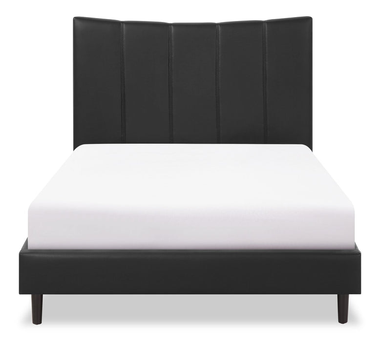Paseo Platform Bed in Black Vegan-Leather Fabric - Full Size