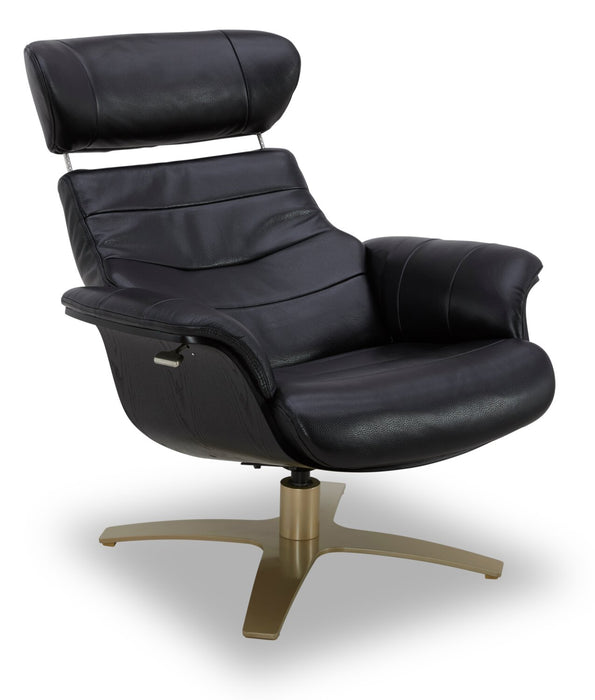 Halo Top-Grain Genuine Leather Swivel Reclining Chair with Footrest