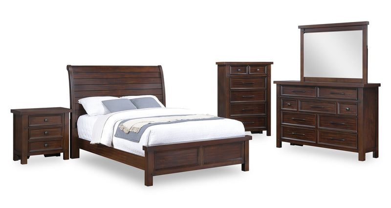 Sonoma Panel Bed with Headboard & Frame, Mango Brown - Full Size