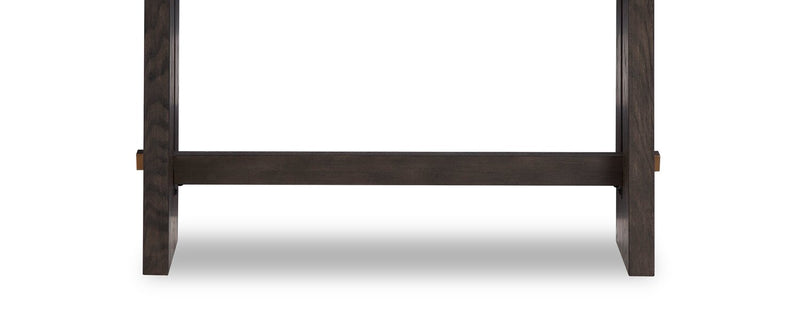 Warwick 52” Solid Wood and Marble Sofa Table – White and Brown Oak