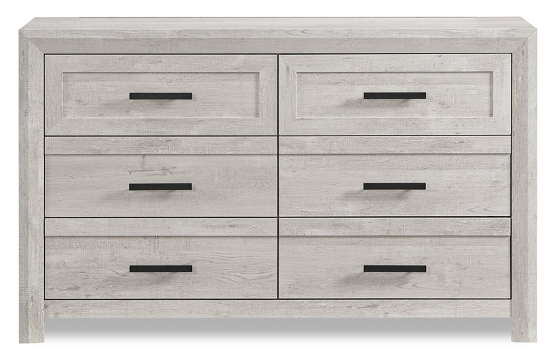 Lark Bedroom 6-Drawer Dresser, 58\"W x 35\"H - Rustic White