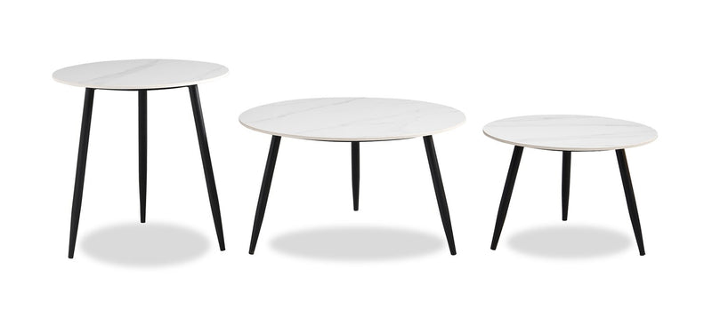 Delancey 31.5\" Modern 3-Pack Coffee + 2 End Tables - White