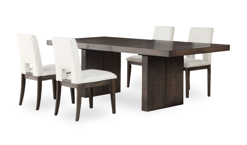 Zelda 5pc Dining Set with Table & 4 Chairs, 78-96\"W - White & Espresso Brown