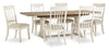 Quill 7pc Dining Set with Table & 6 Chairs, Trestle Base, 72-90\"W - Antique White & Brown