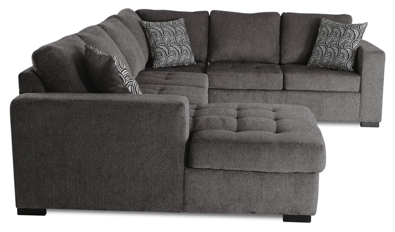 Made in Canada Legend 4-Piece Left-Facing Chenille Fabric Sleeper Sectional with Storage Chaise - Pewter Brown