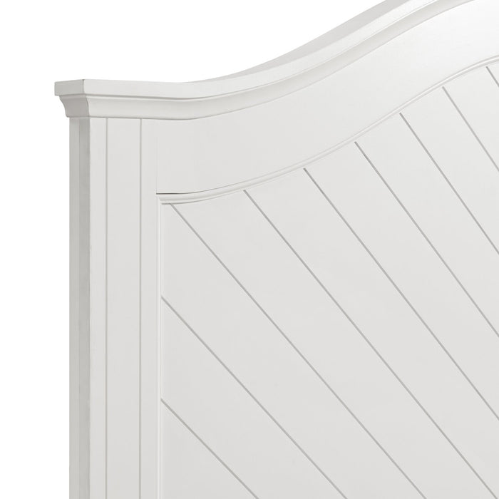 Ella Panel Bed with Headboard & Frame, Chevron Pattern, White - King Size