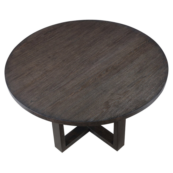 Zelda Dining Table with Pedestal Base, 52\"W Round  - Espresso Brown