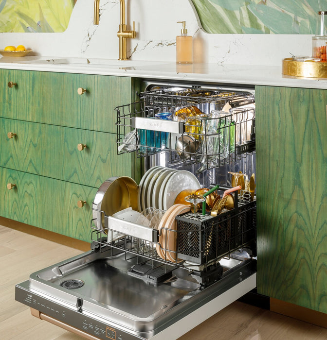 Café 24\" 39 dBA Smart Top-Control CustomFit Dishwasher with Third Rack - Matte White - CDT888P4VW2