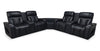 Zen 3-Piece Leather-Look Fabric Power Reclining Sectional with Massage and Two Refrigerator Consoles - Black