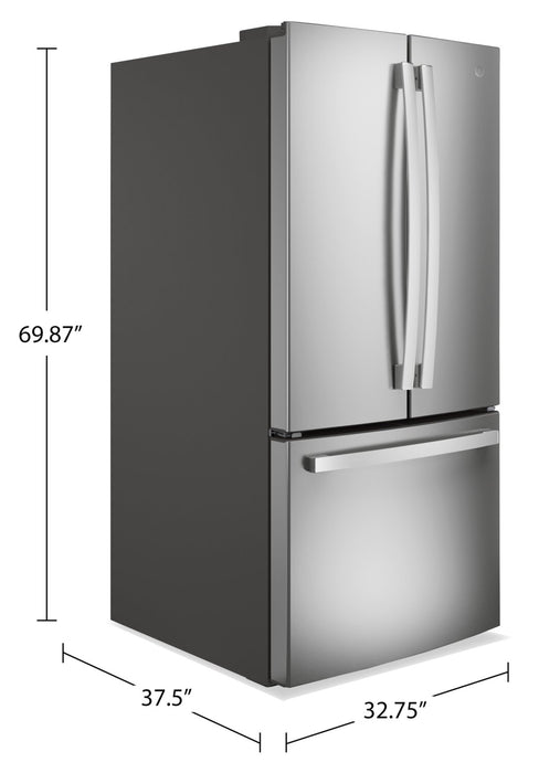 GE 33\" 24.7 Cu. Ft. French-Door Refrigerator – Fingerprint Stainless Steel - GNE25JYKFS