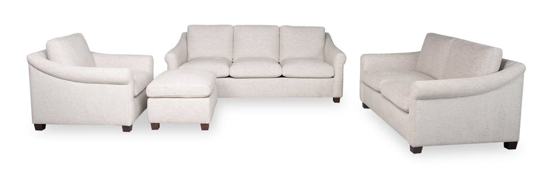 Mallie 60\" Chenille Fabric Loveseat with Rolled Arms and Wood Legs - Shell White